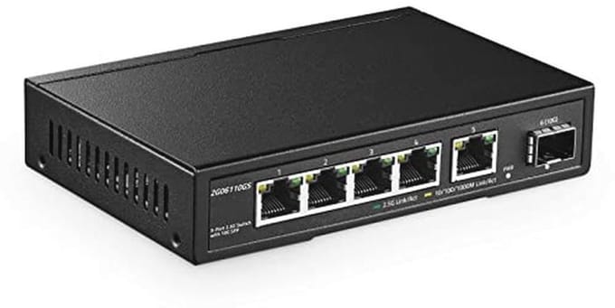 5-poorts 2,5 G Netwerkschakelaar met 10 G SFP - Plug-and-Play Ethernet Schakelaar