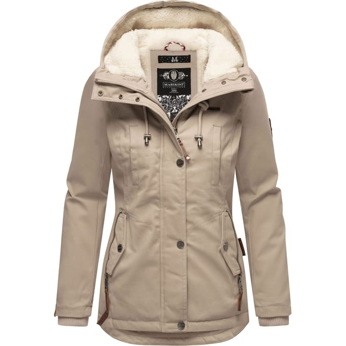 Marikoo dames winterjas met teddyfleece voering & capuchon
