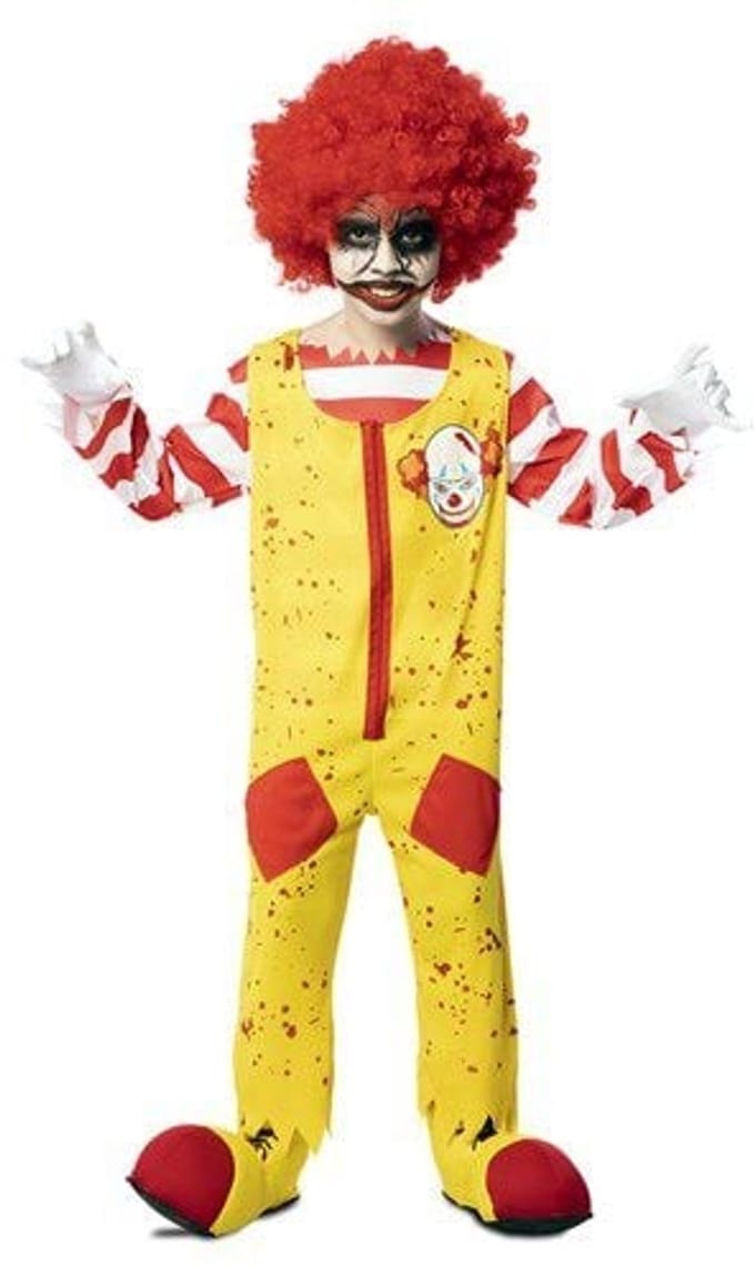 Killer Clown Kostuum Geel Kind Koko - Maat 7-9 jaar