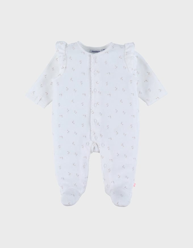 Noukie's 1-delige Pyjama met ruches wit - Maat 50