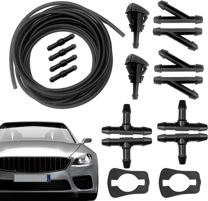 Slangset Ruitensproeier - Wasslang Accessoires - Voorruit Reinigen - Universele Compatibiliteit - 5 Meter Slang - Zwart