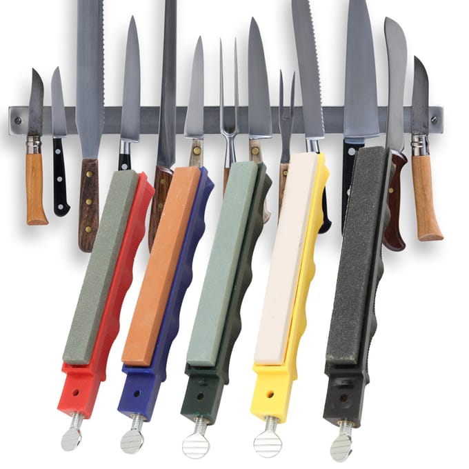 Ensemble Pierre à Aiguiser Meule Professionnel Cuisine Angle FiX Système Kit Aiguiseur Couteaux black