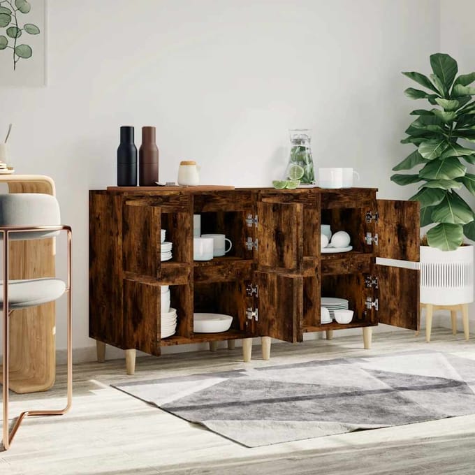 vidaXL - Dressoirs - 2 - st - 60x35x70 - cm - bewerkt - hout - gerookt - eikenkleurig