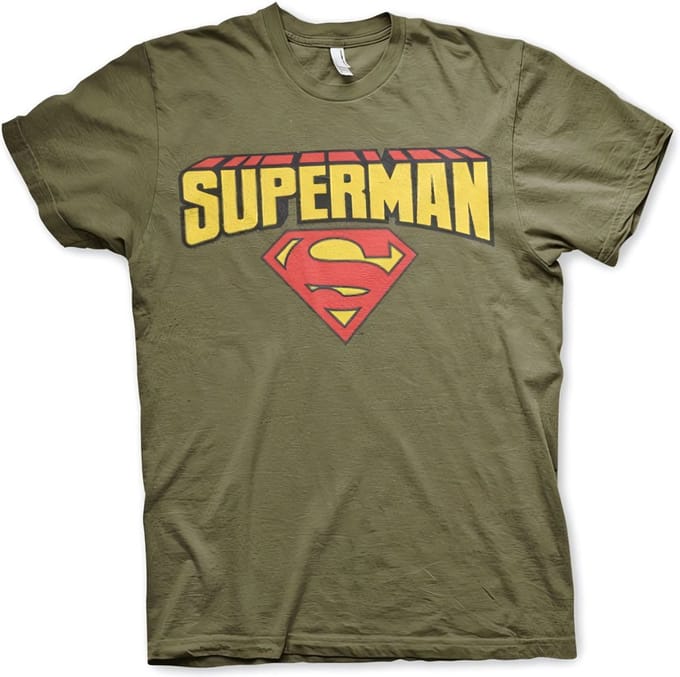 DC Comics Superman Heren Tshirt -M- Blockletter Logo Groen