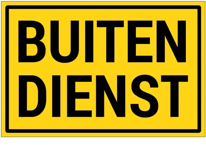Buiten dienst bord | gecoat dibond materiaal | 30 x 20 cm