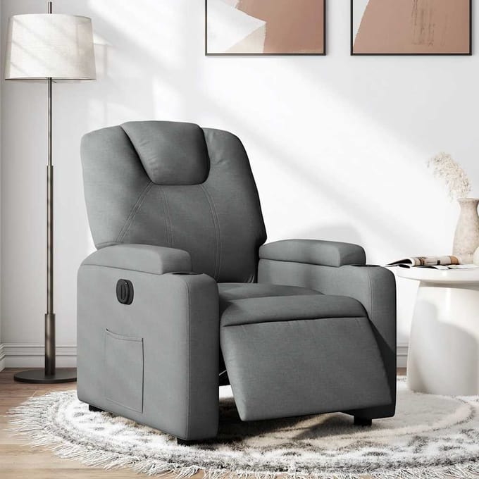 vidaXL - Fauteuil - elektrisch - verstelbaar - stof - donkergrijs