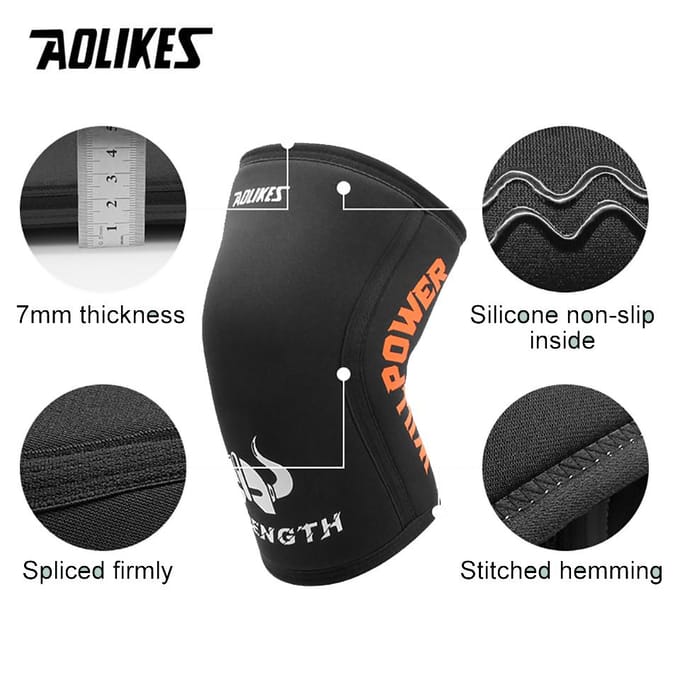 Aolikes 7mm Neopreen Kniebeschermers Gewichtheffen Paar Compressie Ondersteuning Squats Crossfit Training M