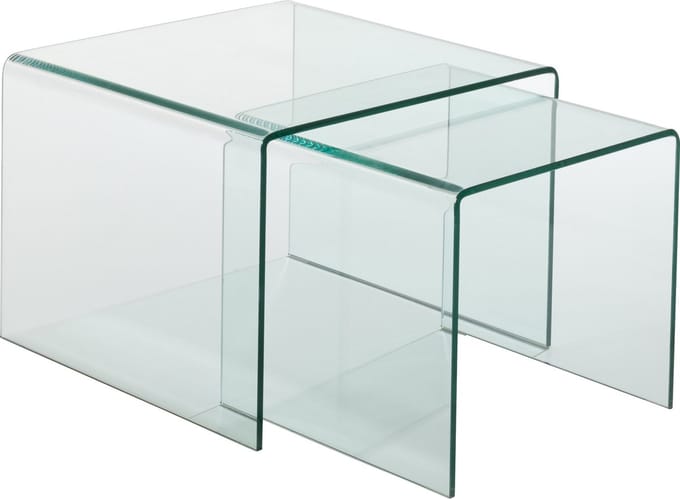 J-Line bijzettafel - glas - transparant - set van 2