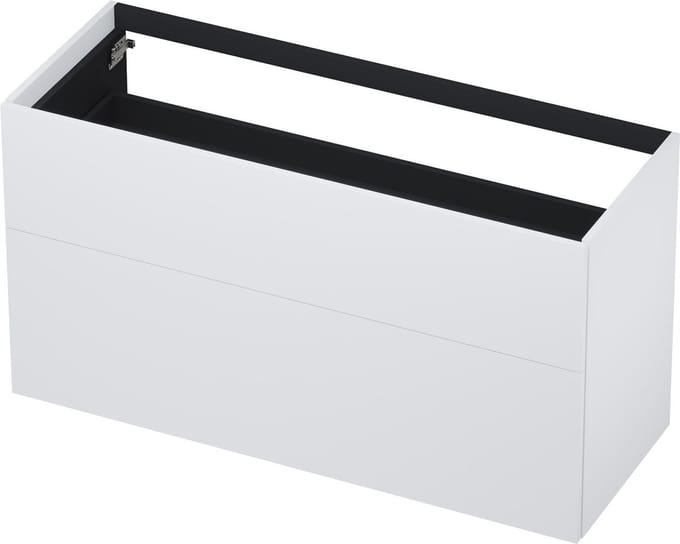 INK® wastafelonderkast 2 laden greeploos push to open gelakt 120x45x65cm, mat wit