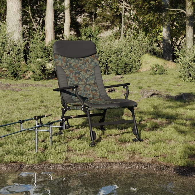 vidaXL - Visstoel - met - armleuning - inklapbaar - camouflage