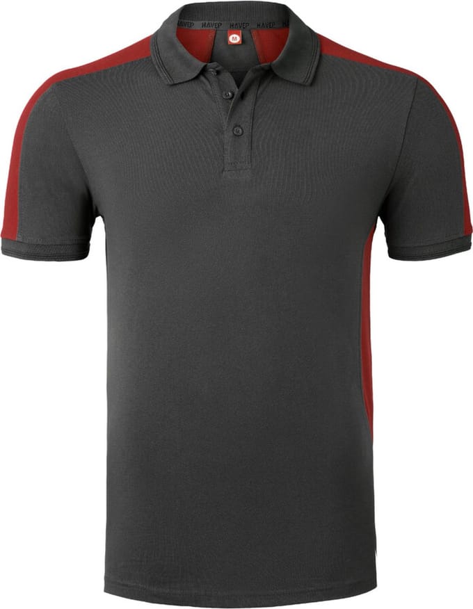 HAVEP Polo Bicolor 10074 - Charcoal/Rood - M