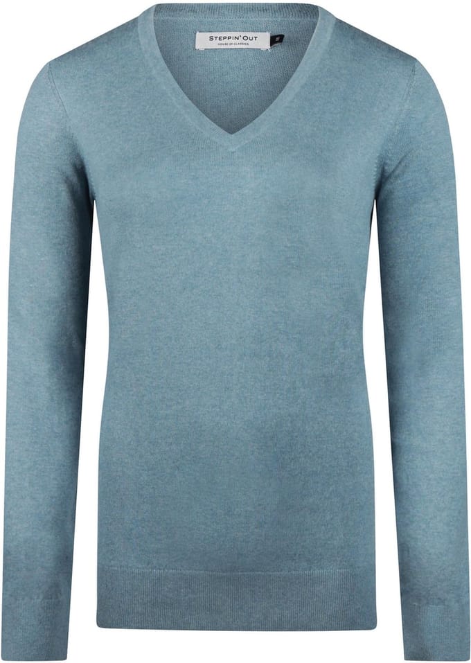 Steppin' Out Damestrui Cotton Cashmere V-hals Sage - Maat M - Heren - Pullovers