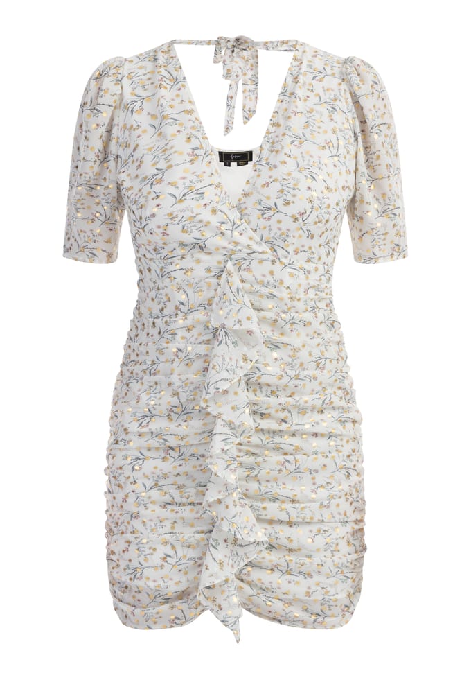 Faina Gedrapeerde jurk Dames Wol Wit Veelkleurig