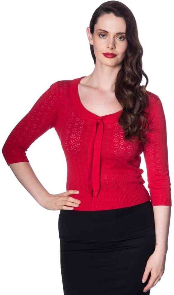 Dancing Days - 50S POINTELLE Longsleeve top - 2XL - Rood