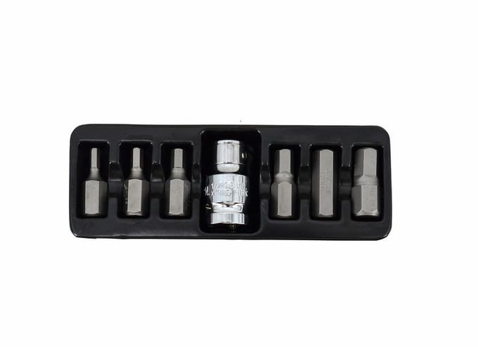 Awtools AW35112BL Serie - Imbus Eindsleutel Set - 7 Delig - Hex - Met Adapter