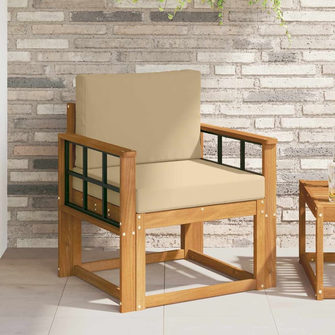vidaXL - Buitensofa - Massief - Acacia - Hout - en - Polyester - Naturel