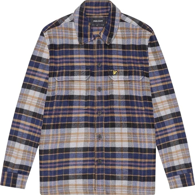 Lyle & Scott Herenoverhemd van flanel met lange mouwen (Marine)