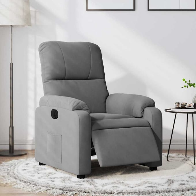 vidaXL - Fauteuil - verstelbaar - elektrisch - microvezelstof - donkergrijs