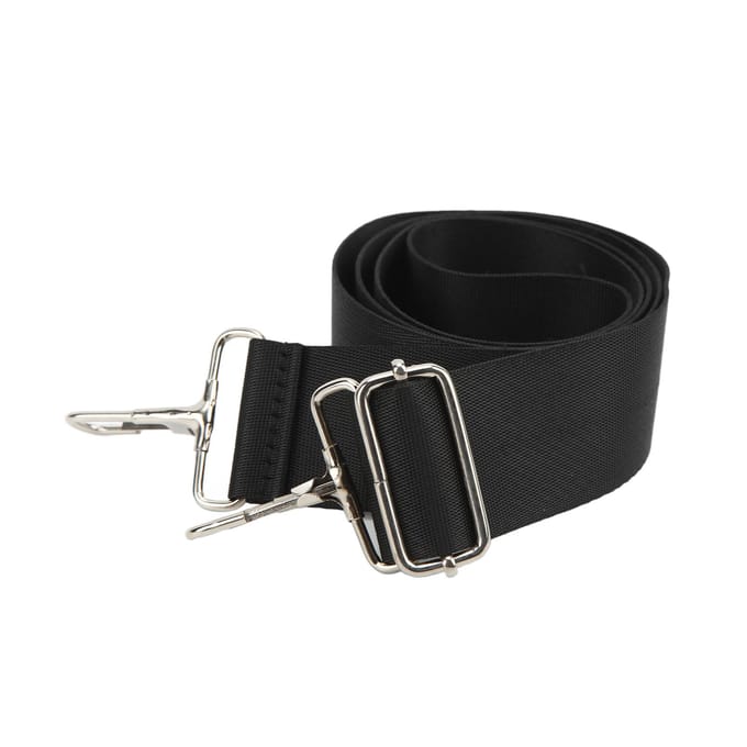 Ceinture de sac à bandoulière réglable en nylon de 1 m avec double boucle antidérapante pour ordinateur, noire black