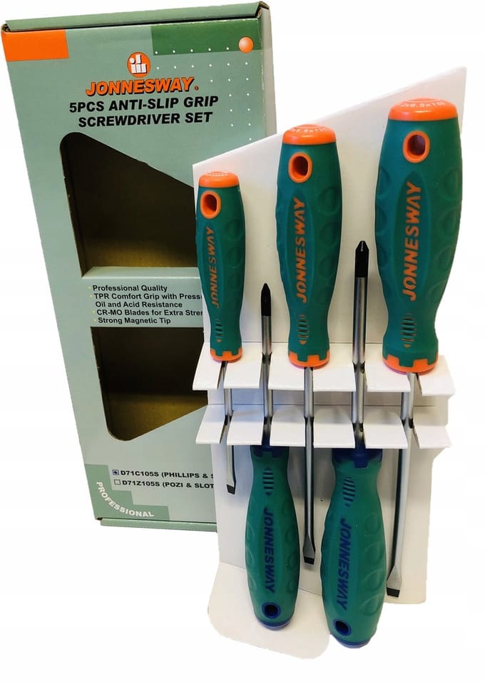 Jonnesway Schroevendraaierset 5 Delig - Plat & Kruiskop