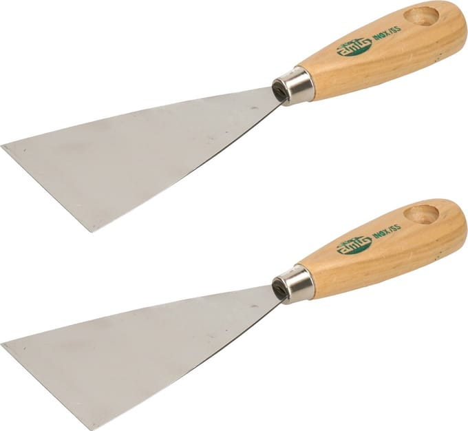 Amig Plamuurmes - 2x - werkbreedte 80 mm - roestvrij staal - houten greep