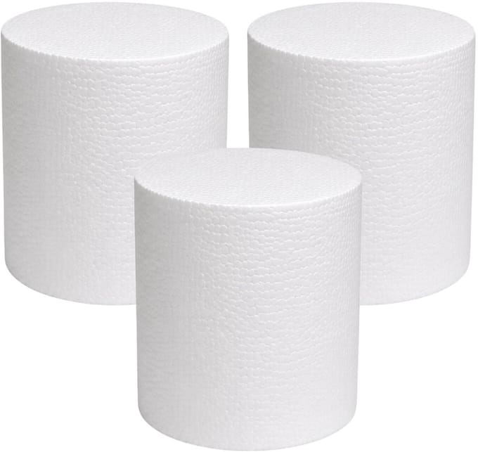 Piepschuim vormen - cilinder - 3x - D15 x L20 cm - styropor hobby / DIY vorm - basis knutselfiguren