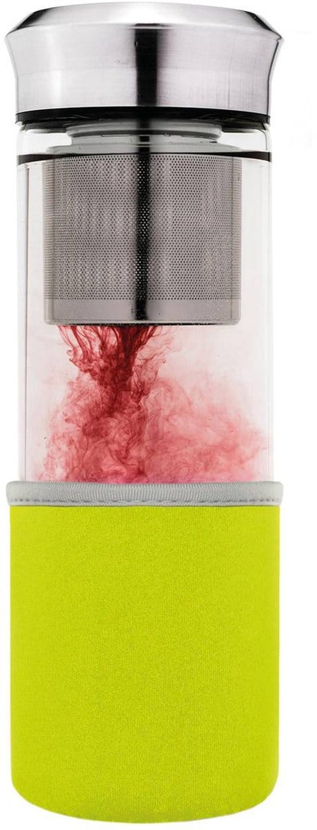 Tuana Kruiden - Theemaker 400ml – Glas Met Filter – Voor Losse Thee - Geel -