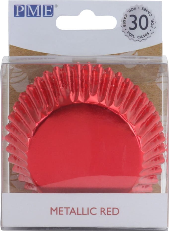 PME Cupcake Vormpjes Papier met Folie - Metallic Rood - pk/30 - Baking Cups