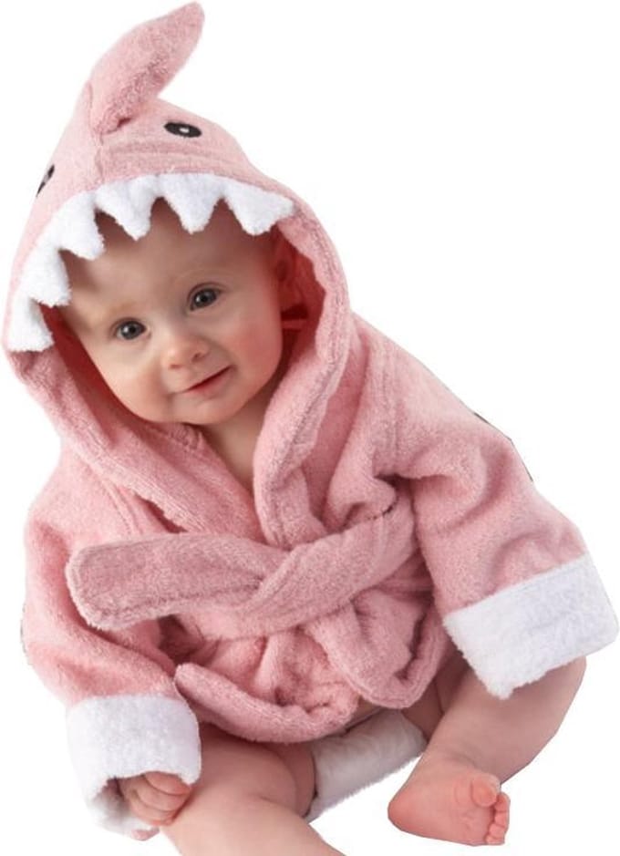 Sitna Kinder Badjas Haai - Roze - Met Capuchon