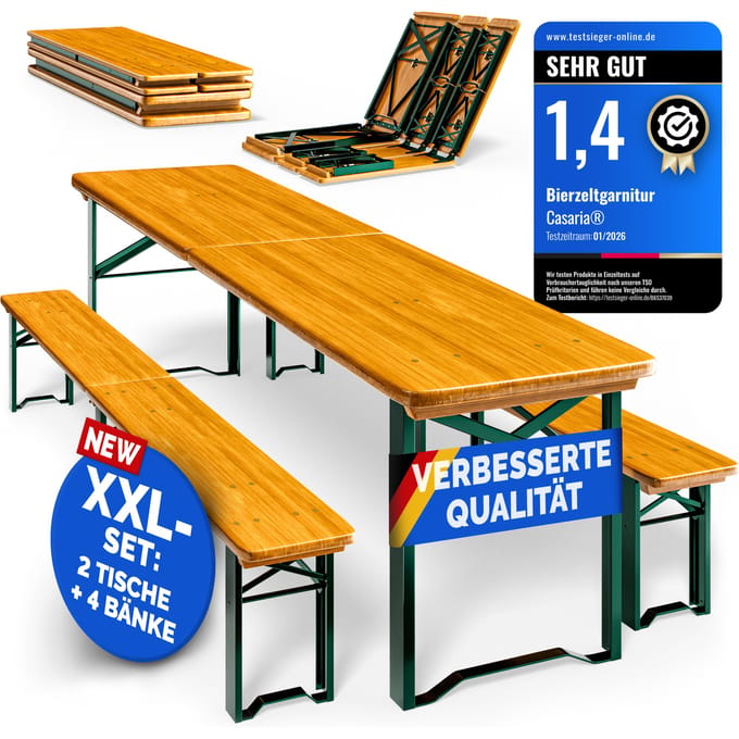 Biertentset 220cm opvouwbaar set van 2 10 persoons hoog draagvermogen massief hout