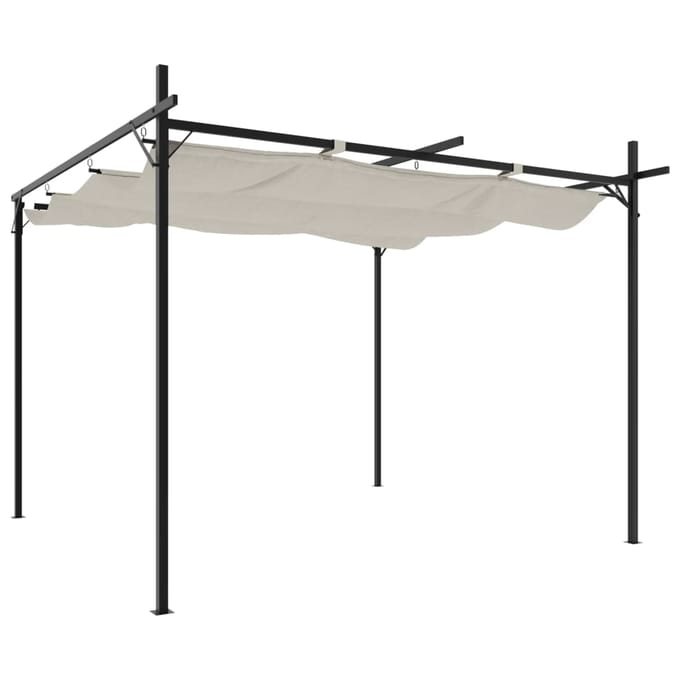 vidaXL - Pergola - met - uitschuifbaar - dak - 295x292x230 - crèmekleurig