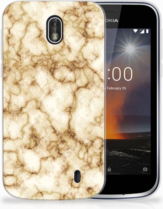 Nokia 1 TPU Siliconen Hoesje Marmer Goud