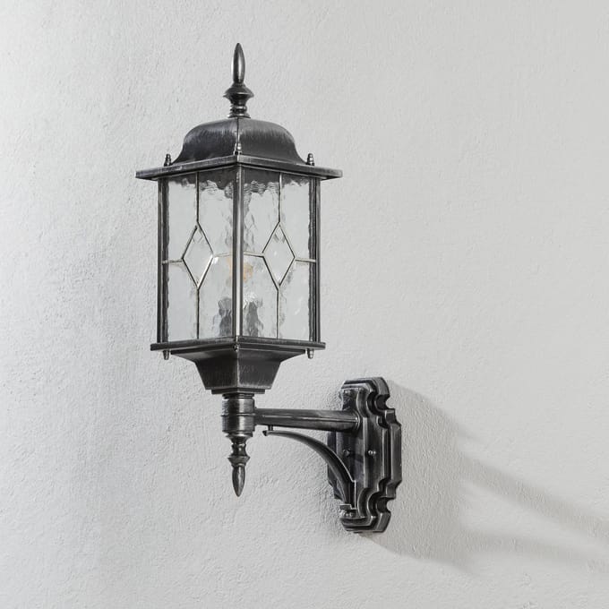 Elstead Lighting LED Wand Buitenlamp Wexford | 1X E27 Max 60W | IP44 | Dimbaar | Black/Silver