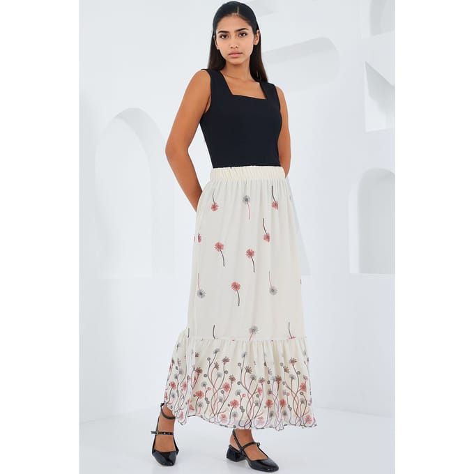 Geprinte Maxi Rok met Bloemenmotief