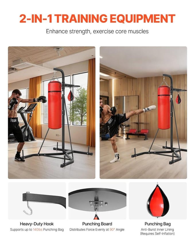 2-in-1 Zwaar Uitvoering Bokszak Frame Boksen Bokszak Fitness Standaard Staal