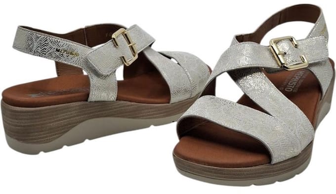 Mephisto Claudine white | dames sandaal zilverprint 6481
