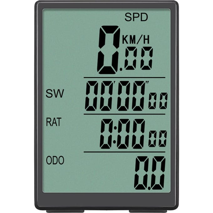Fietscomputer Draadloze Fietscomputer Waterdichte Snelheidsmeter met Groene LCD-achtergrondverlichting zwart