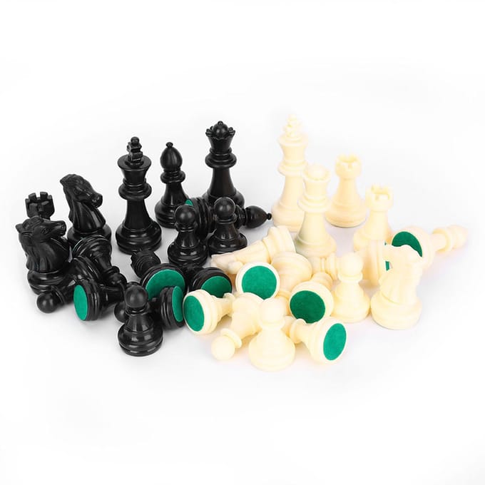 Plastic Schaakstukken Set Internationaal Schaakspel Complete Schaakstukken Set Zwart&Wit 64mm black