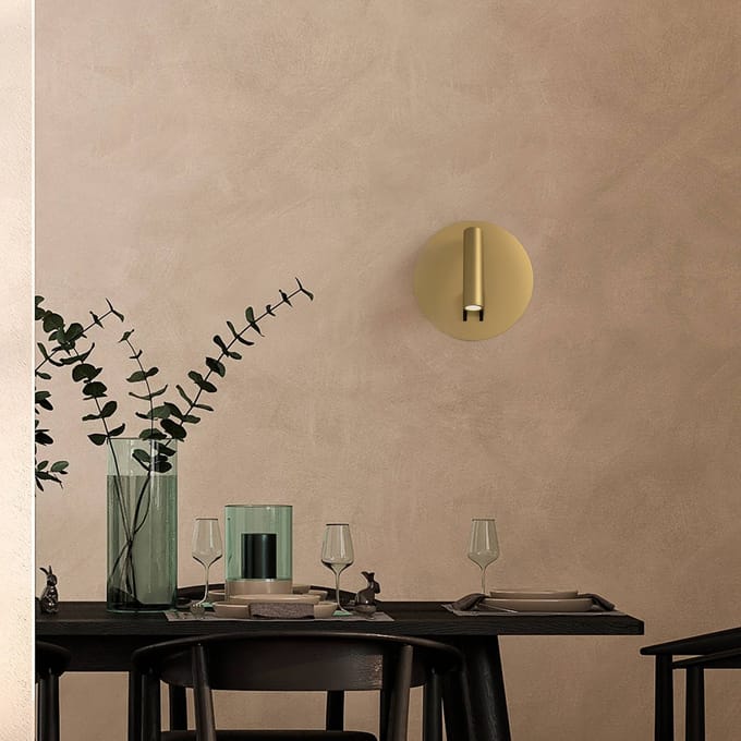 Maytoni LED wandlamp iOS 176, goudkleurig, rond, aluminium