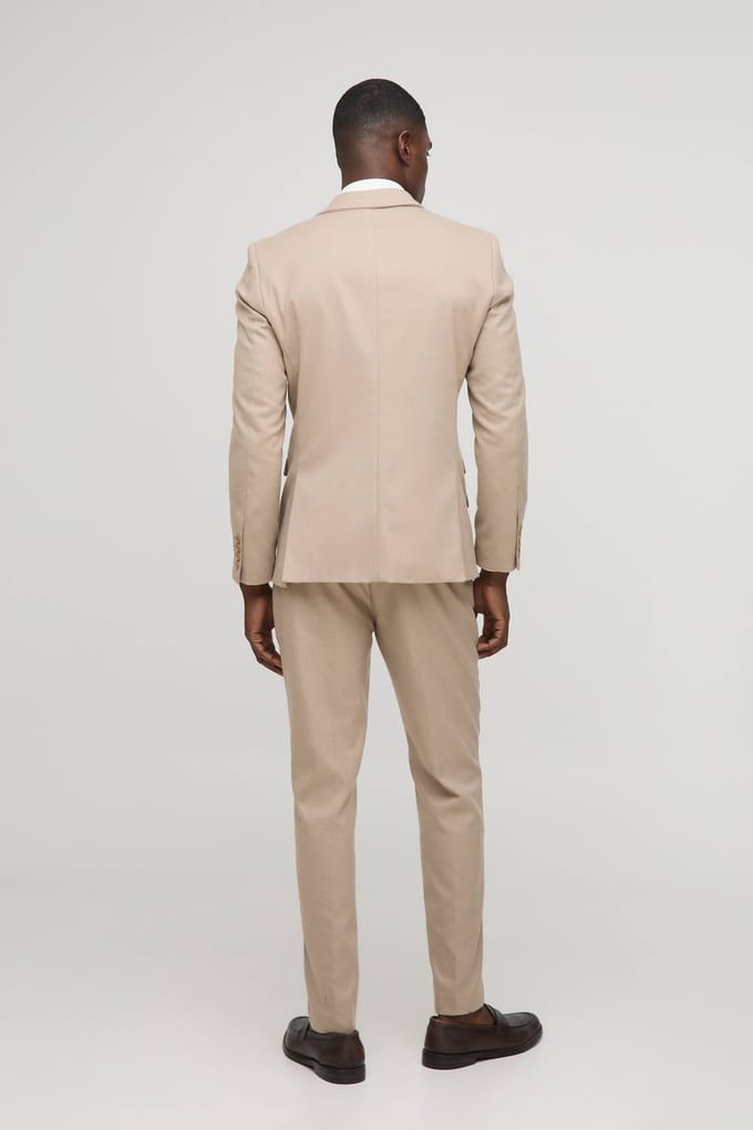 Slim Fit Getailleerde Broek met Textuur | Ecru | Size 30