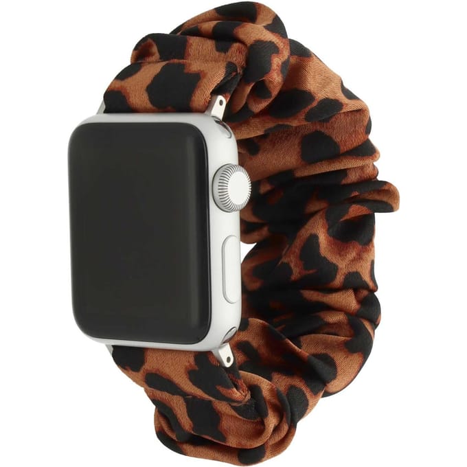 2+1 | Apple Watch Bandje Savara - Scrunchie - Nylon - Panter Bruin