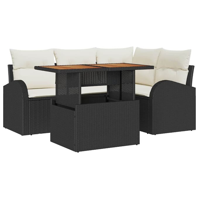 vidaXL - Tuinbank - Set - 5 - st - Zwart - en - crème