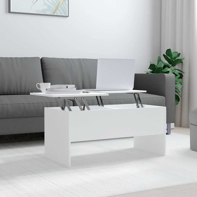 vidaXL - Salontafel - 102x50,5x46,5 - cm - bewerkt - hout - wit