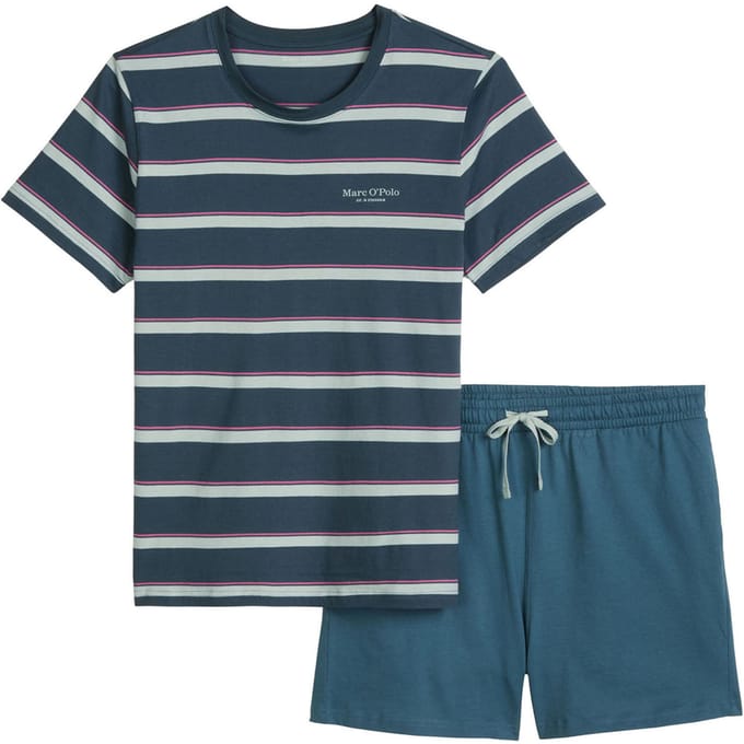 Marco Polo, herenpyjama, petrol, streep, XL