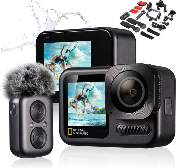 National Geographic ActionCam - 5K Ultra-HD - 60fps - WiFi - Action Cam Explorer