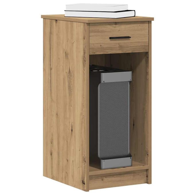 vidaXL - Computertorenstandaard - met - lade - 35x45x77 - cm - artisanaal - eiken