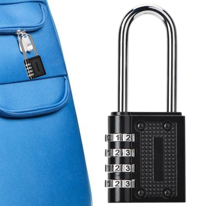 4-cijferig combinatie hangslot met code voor deur, raam, kast, koffer black