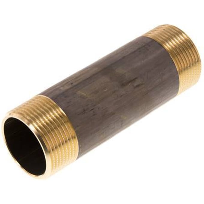 G 1 1/4'' Messing Dubbele Pijpnippel 16 Bar DIN 2982 - 120mm - FL2S-M-B-114G-120L