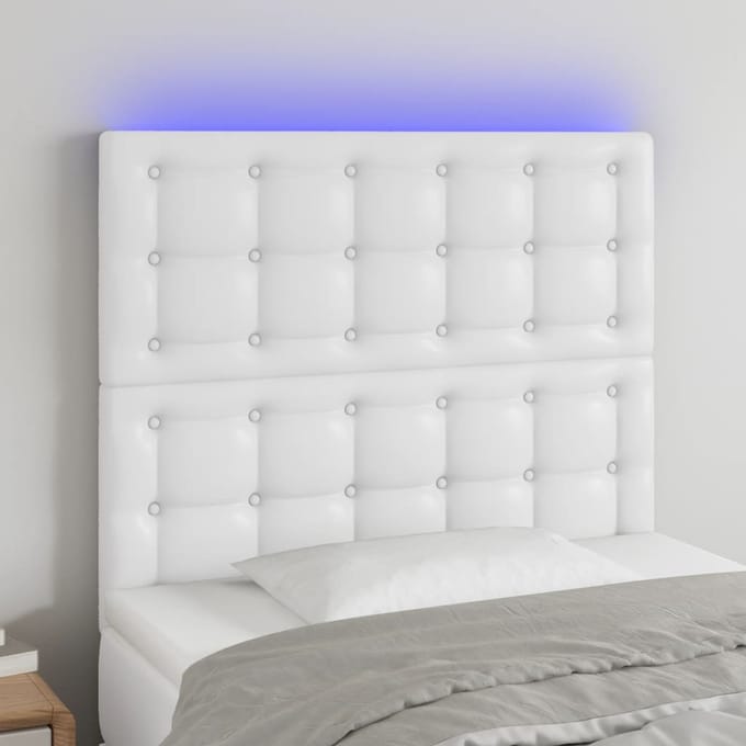 vidaXL - Hoofdbord - LED - 90x5x118/128 - cm - kunstleer - wit