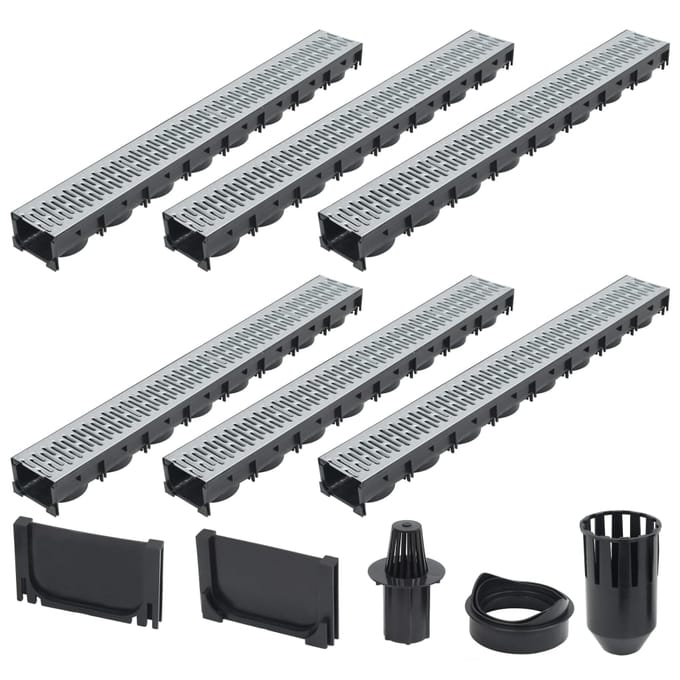 vidaXL - Afvoergoten - 6 - m - gegalvaniseerd - staal - 6 - st